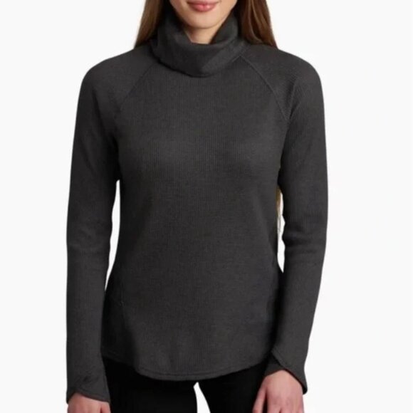 Kuhl | Petra Waffle Turtleneck Base Layer Charcoal Gray Outdoors | Size Small - Picture 1 of 14